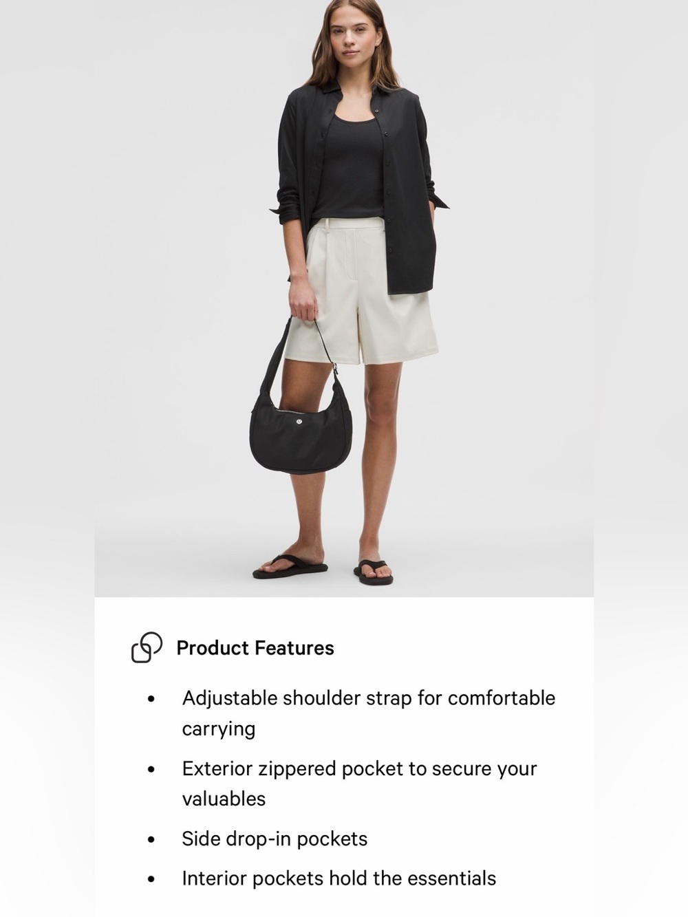 LULULEMON ATHLETICA City Essentials Black Shoulder Hobo Bag 4L NWOT - Picture 6 of 7